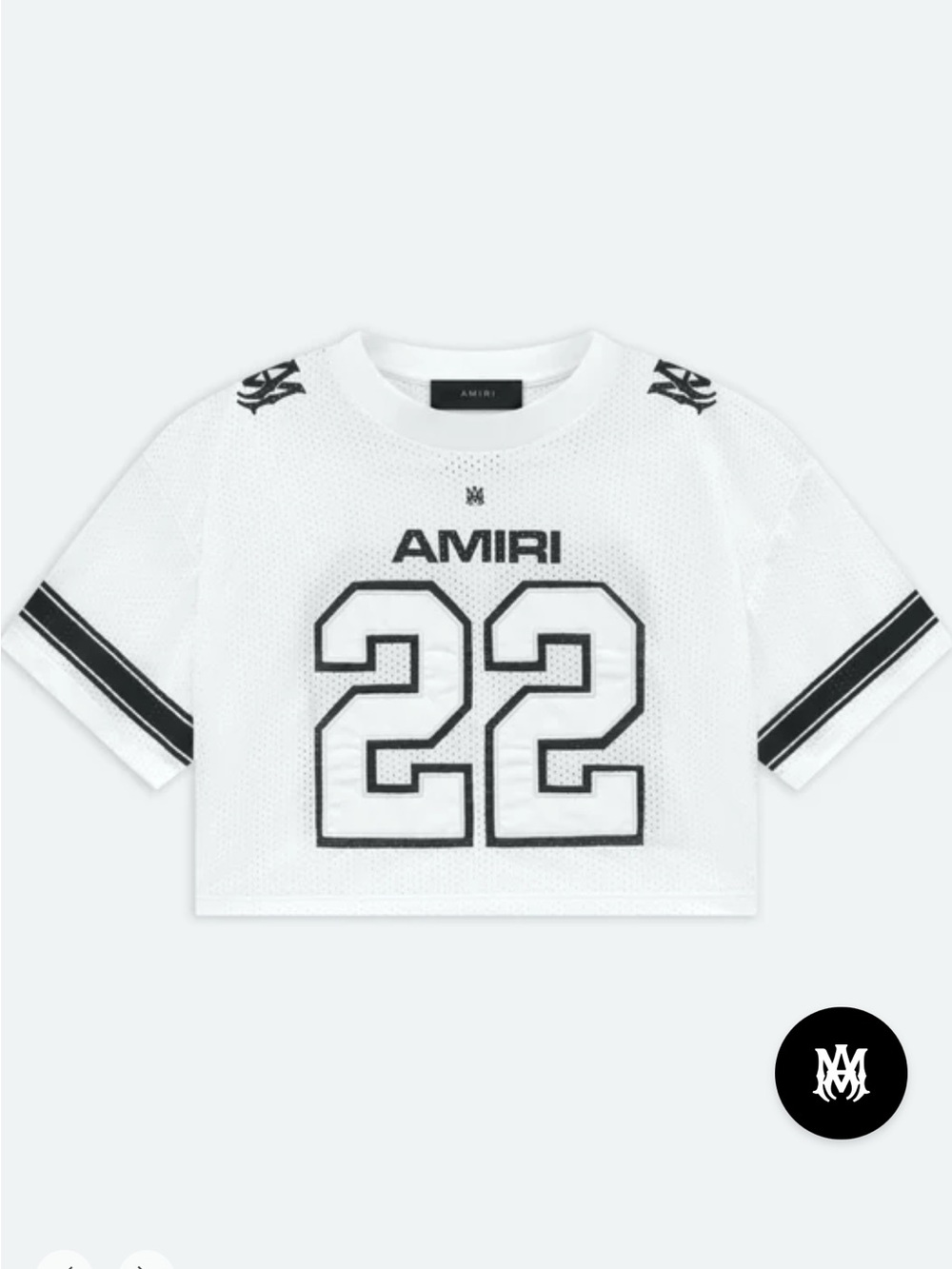 AMIRI White Mesh Cropped Jersey with Black '22' Graphic - Picture 4 of 5